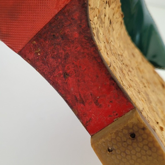CHRISTIAN LOUBOUTIN Slingback Green Patent Cork Wedge Platform Shoe EU35,5 US 5 - Picture 5 of 10